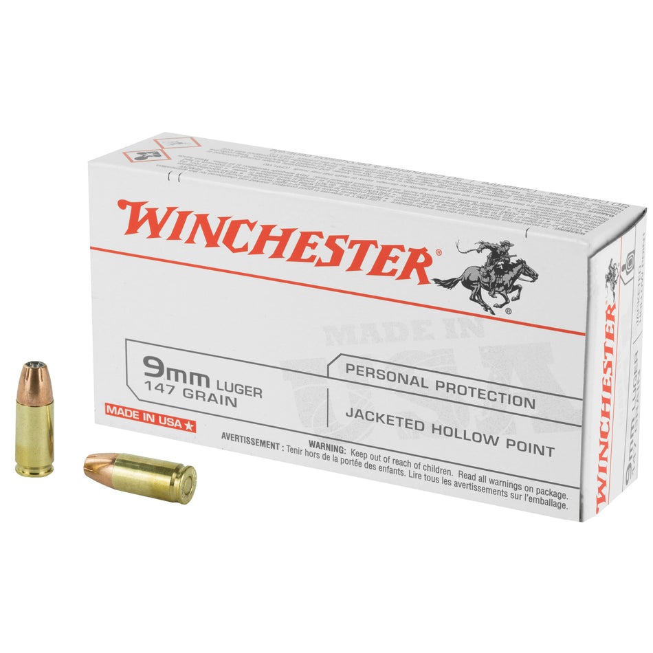 Winchester USA Jacketed Hollow Point 147 Grain 9mm Luger/Parabellum 990 fps