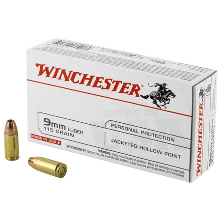 Winchester USA Jacketed Hollow Point 115 Grain 9mm Luger/Parabellum 1165 fps