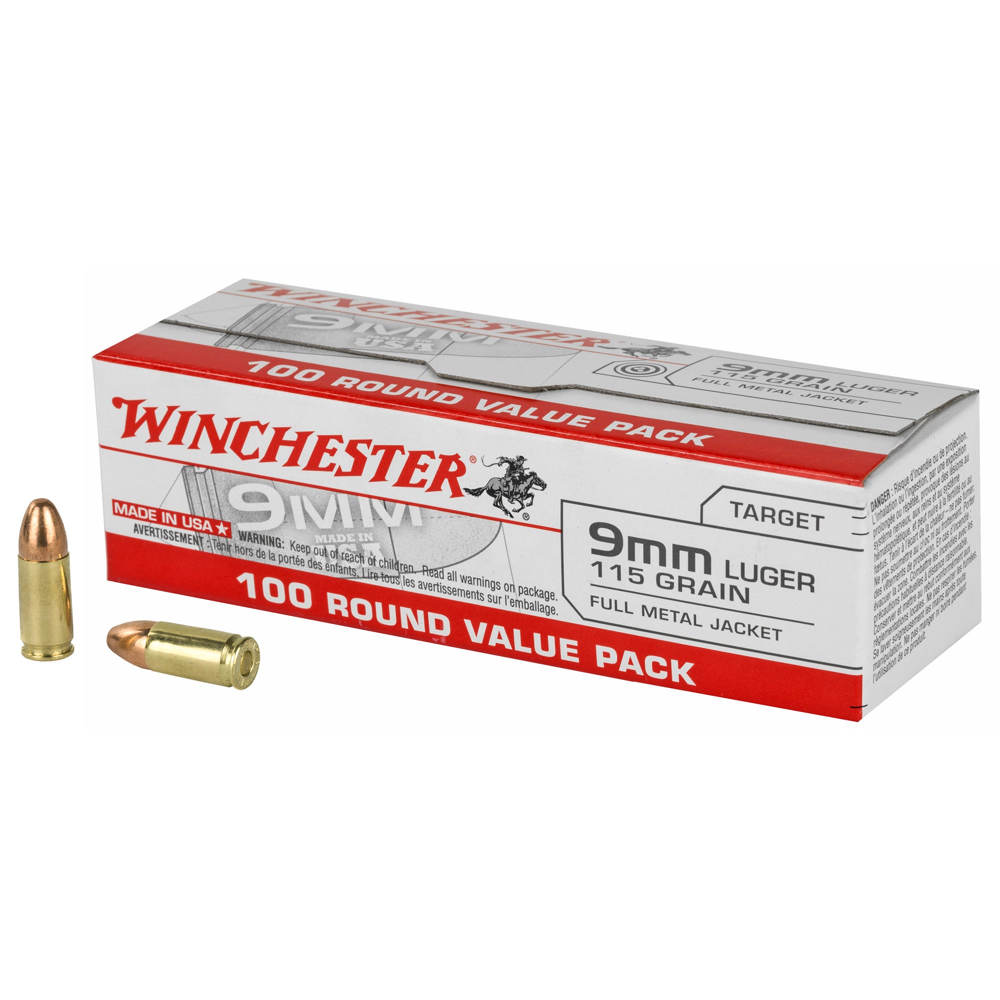 Winchester Ammo 9MM 115GR Full Metal Jacket (FMJ) USA9MMVPY