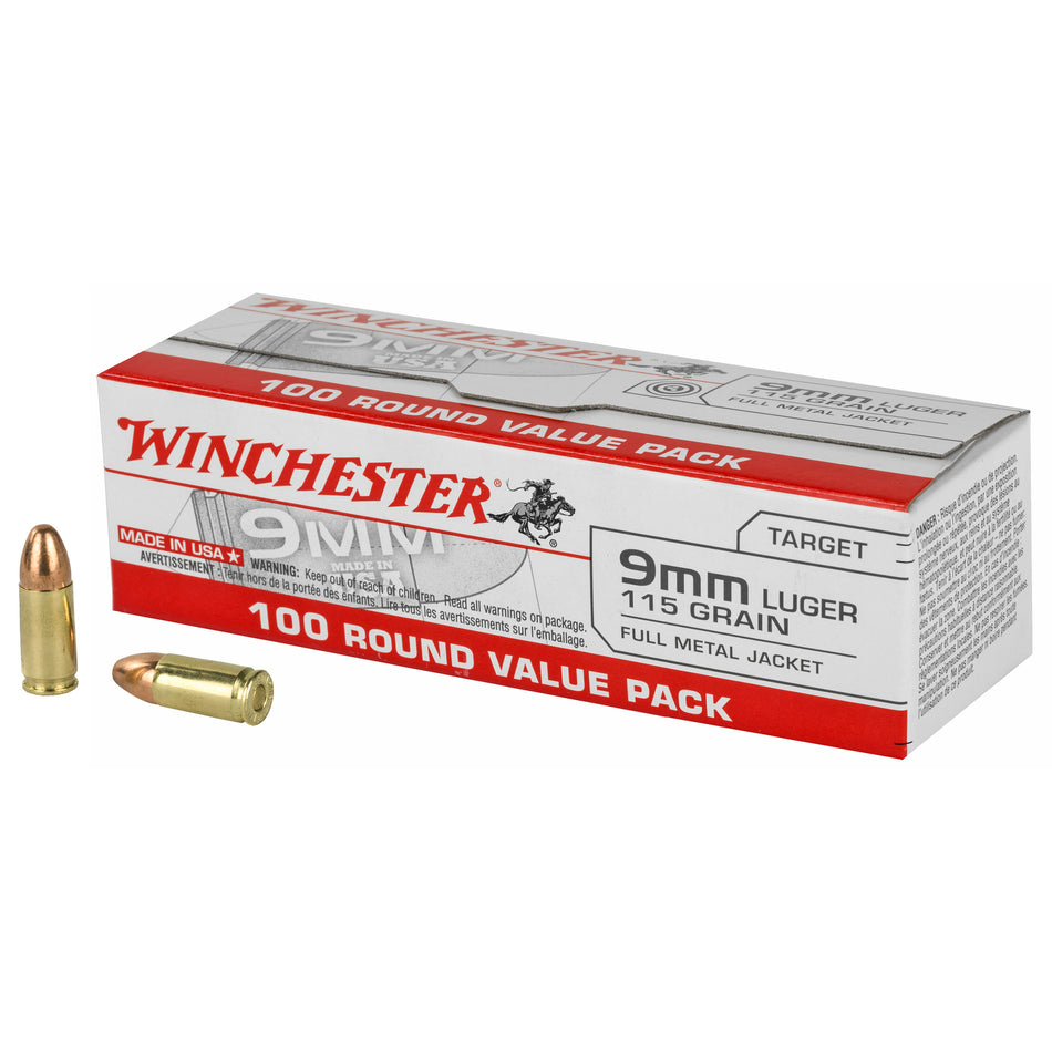 Winchester Ammo 9MM 115GR Full Metal Jacket (FMJ) USA9MMVPY