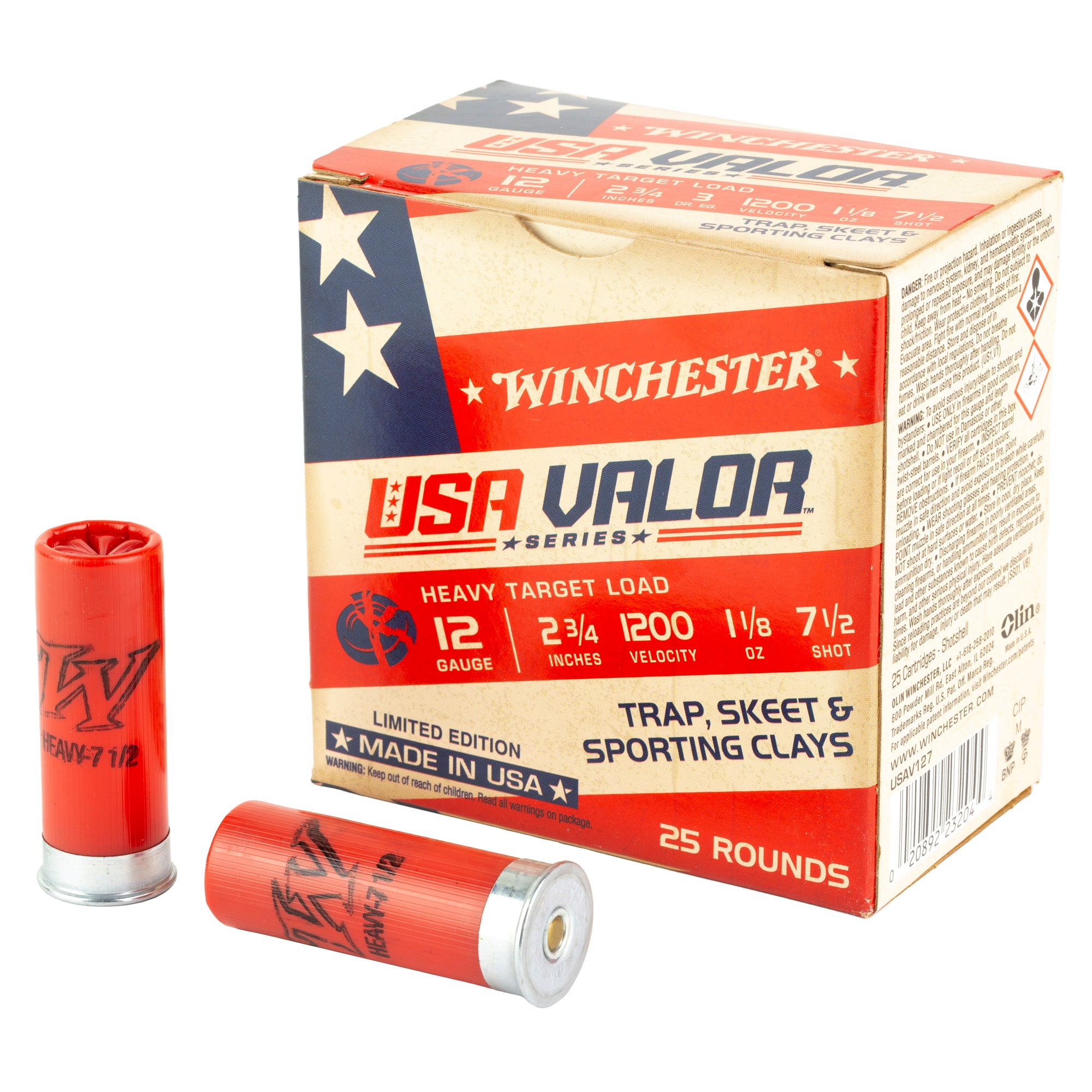 Winchester USA VALOR Shotgun Ammo 12 Gauge 2.75 in 1-1/8 oz #7.5
