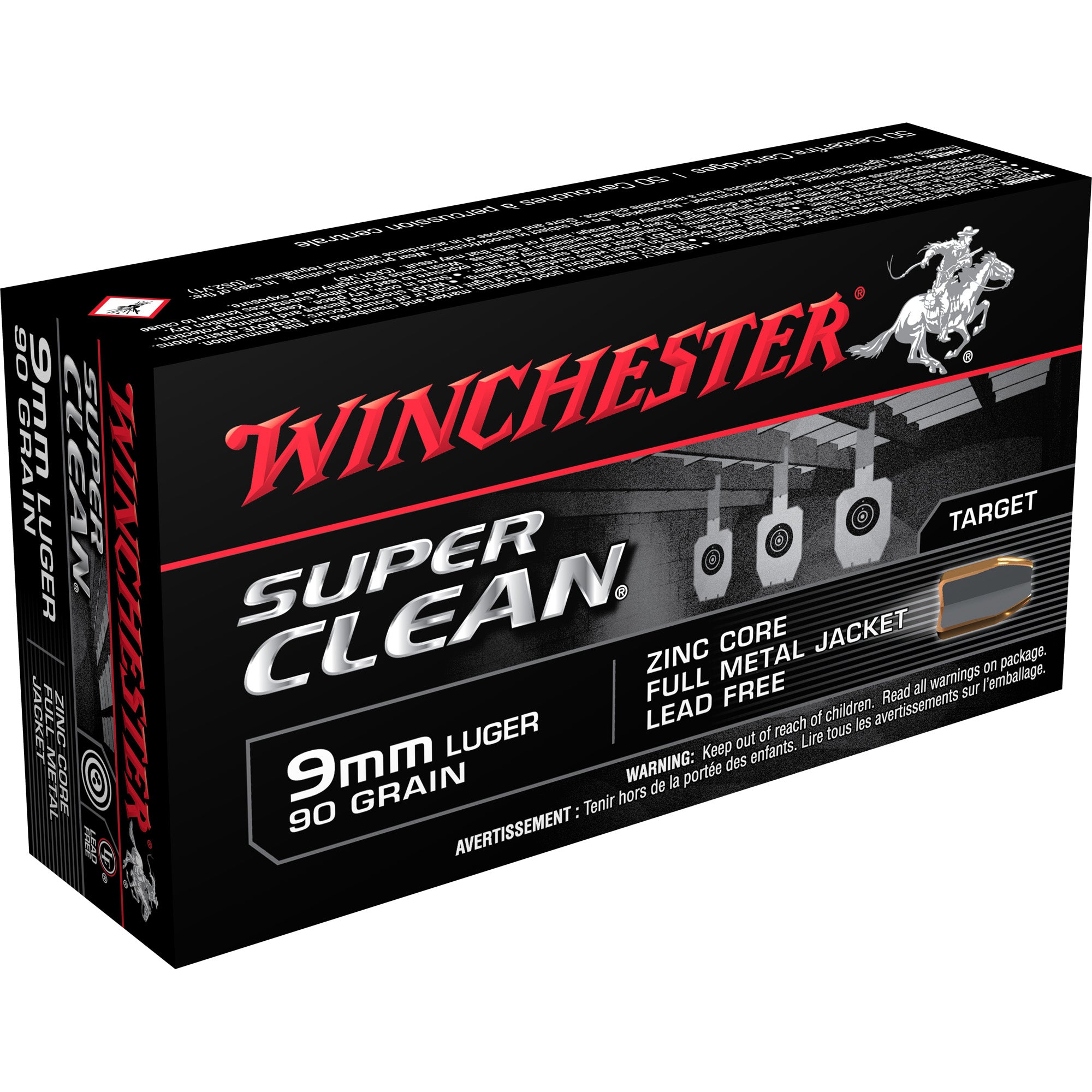 Winchester Super Clean Lead Free Full Metal Jacket 90 Grain 9mm Luger/Parabellum 1225 fps