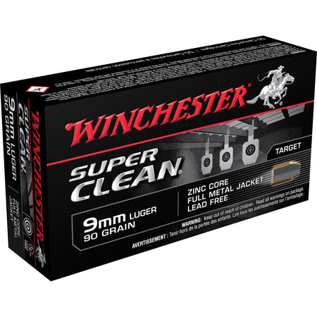 Winchester Super Clean Lead Free Full Metal Jacket 90 Grain 9mm Luger/Parabellum 1225 fps