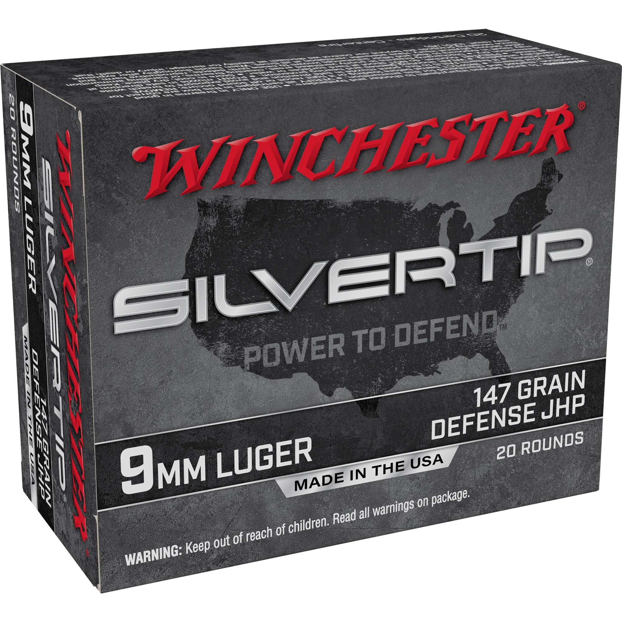 Winchester Silvertip Defense 9mm Luger / Parabellum 147 grain Jacket Hollow Point ammunition