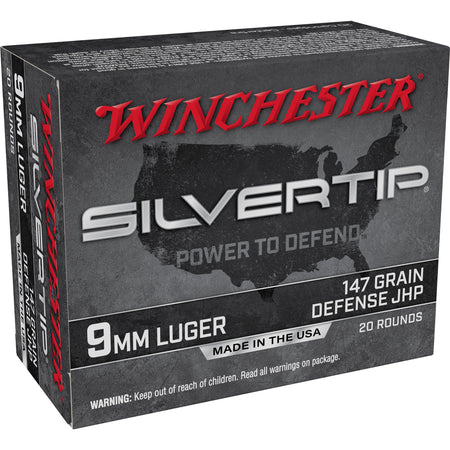 Winchester Silvertip Defense 9mm Luger / Parabellum 147 grain Jacket Hollow Point ammunition