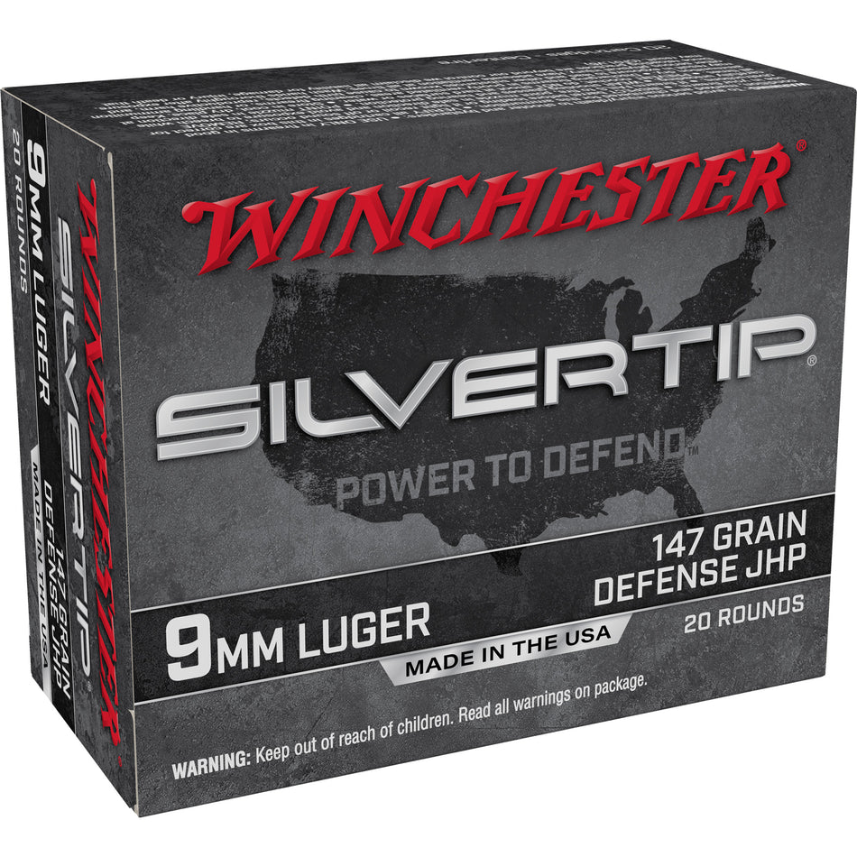 Winchester Silvertip Defense 9mm Luger / Parabellum 147 grain Jacket Hollow Point ammunition