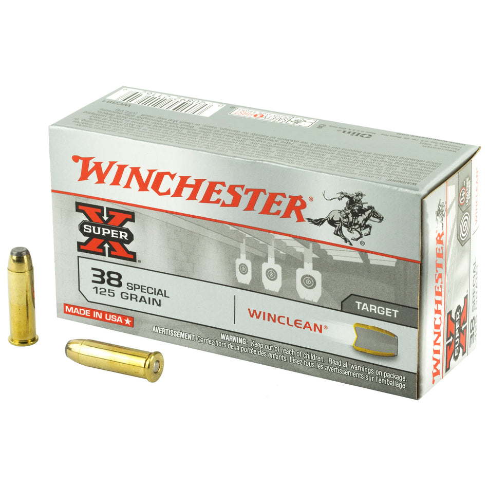 Winchester Super-X Jacketed Flat Point WinClean Winclean Brass Enclosed Base 125 Grain .38 Special 775 fps