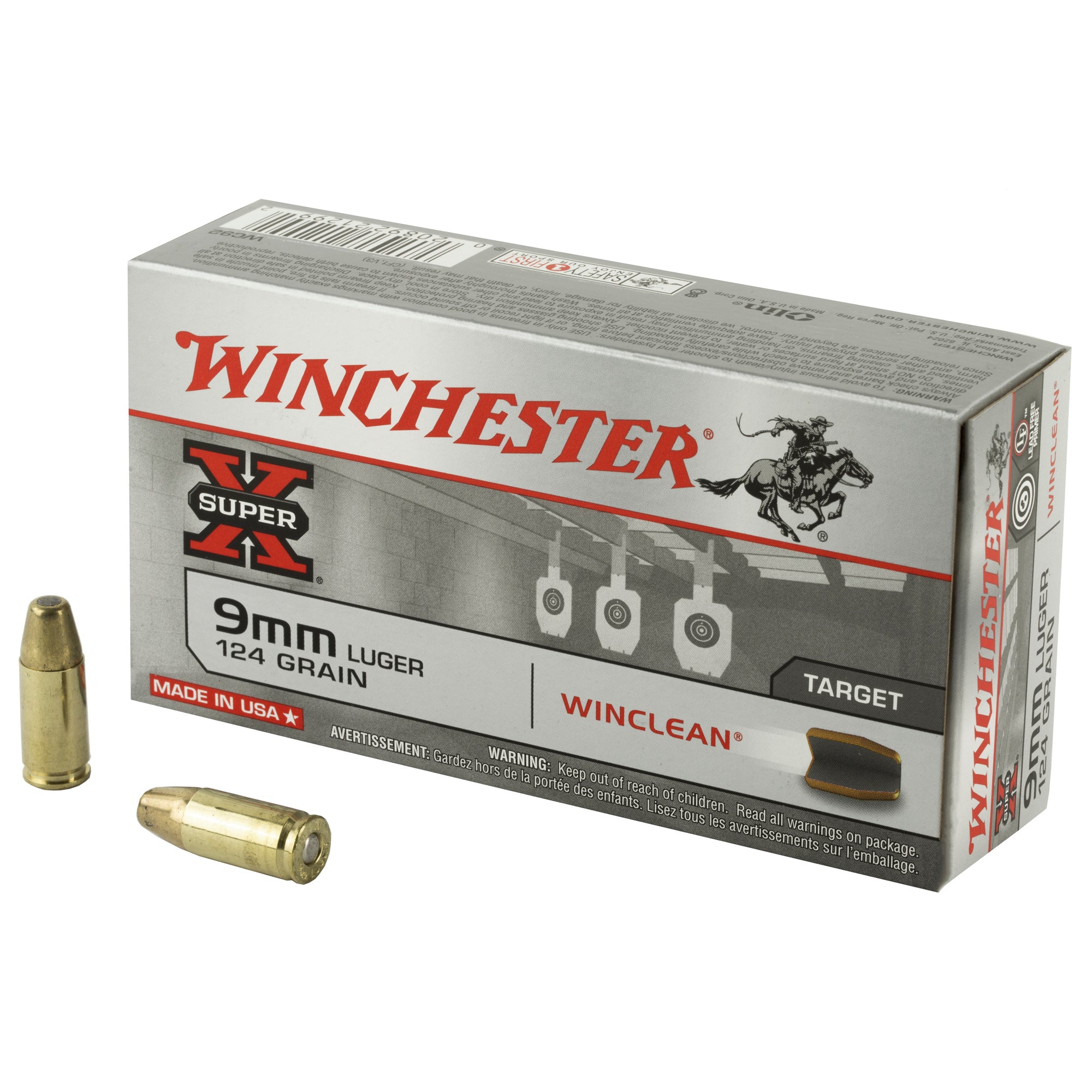 Winchester Super X LEAD-FREE Winclean Brass Enclosed Base 124 Grain 9mm Luger/Parabellum 1130 fps
