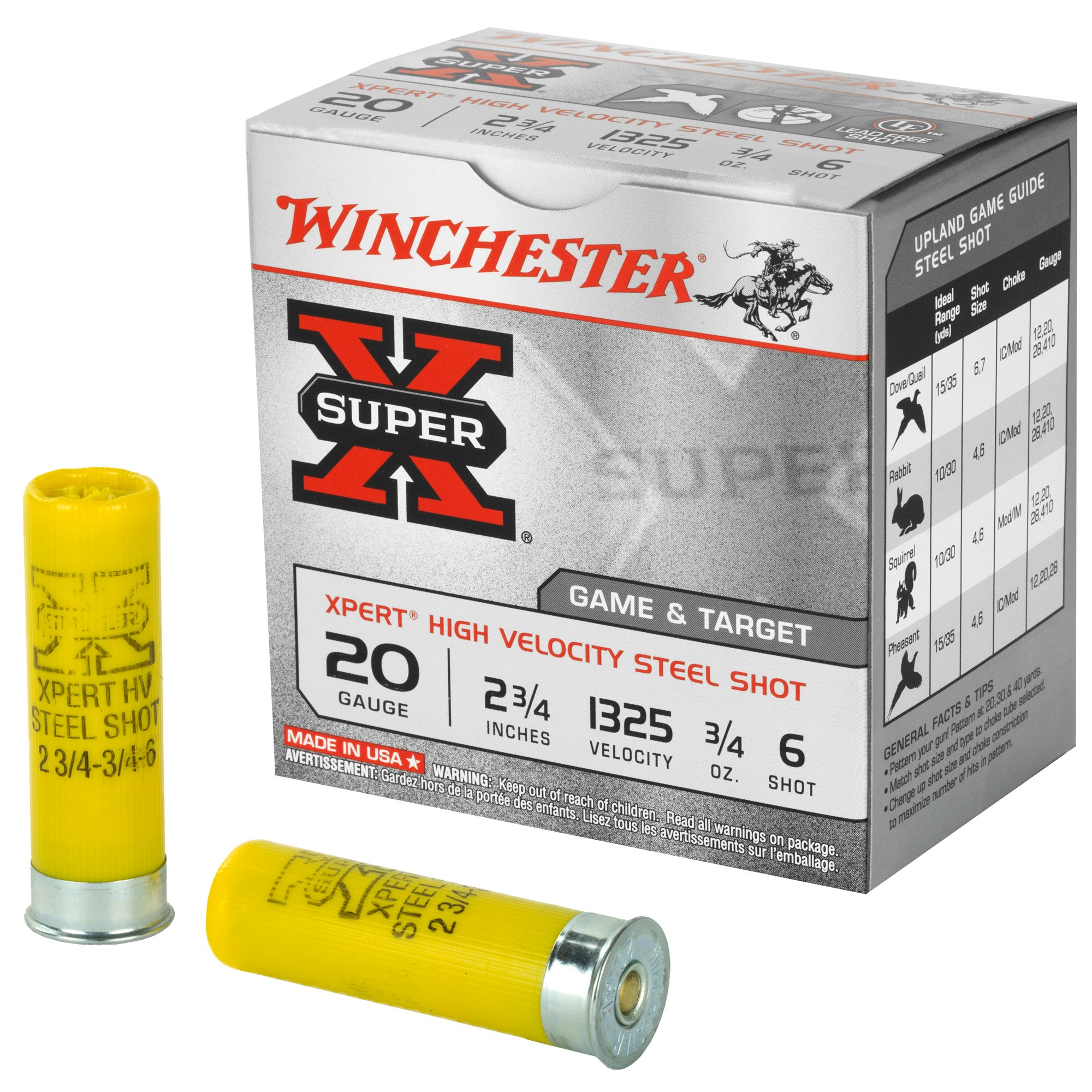 Winchester Super-X Xpert Hi-Velocity Steel 20 Gauge 2.75 in. 3/4 oz. 6 Shot 25 rd.