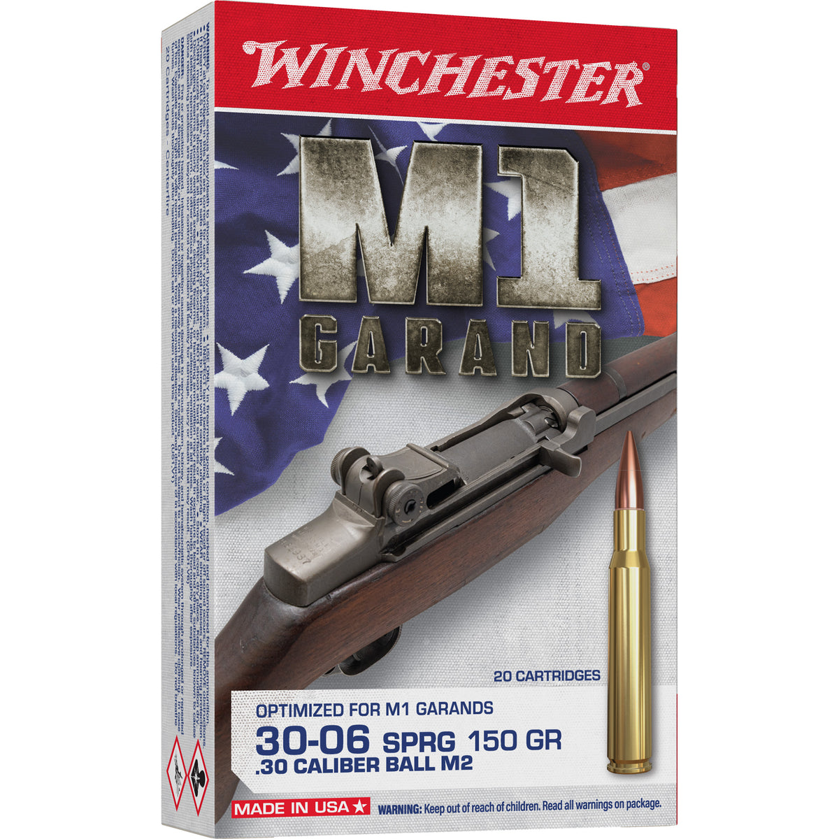 Winchester Active Duty M2 .30-06 Springfield 150 grain Full Metal Jacket ammunition