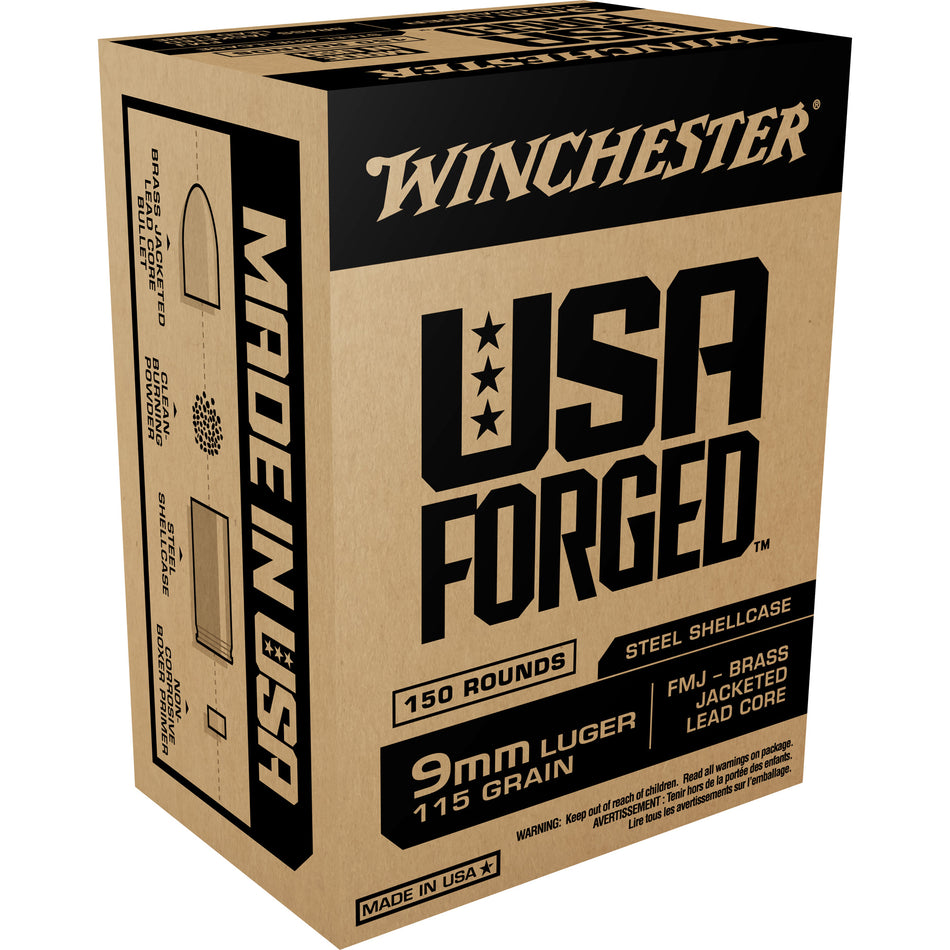 Winchester USA Forged 9mm Luger / Parabellum 115 grain Full Metal Jacket ammunition