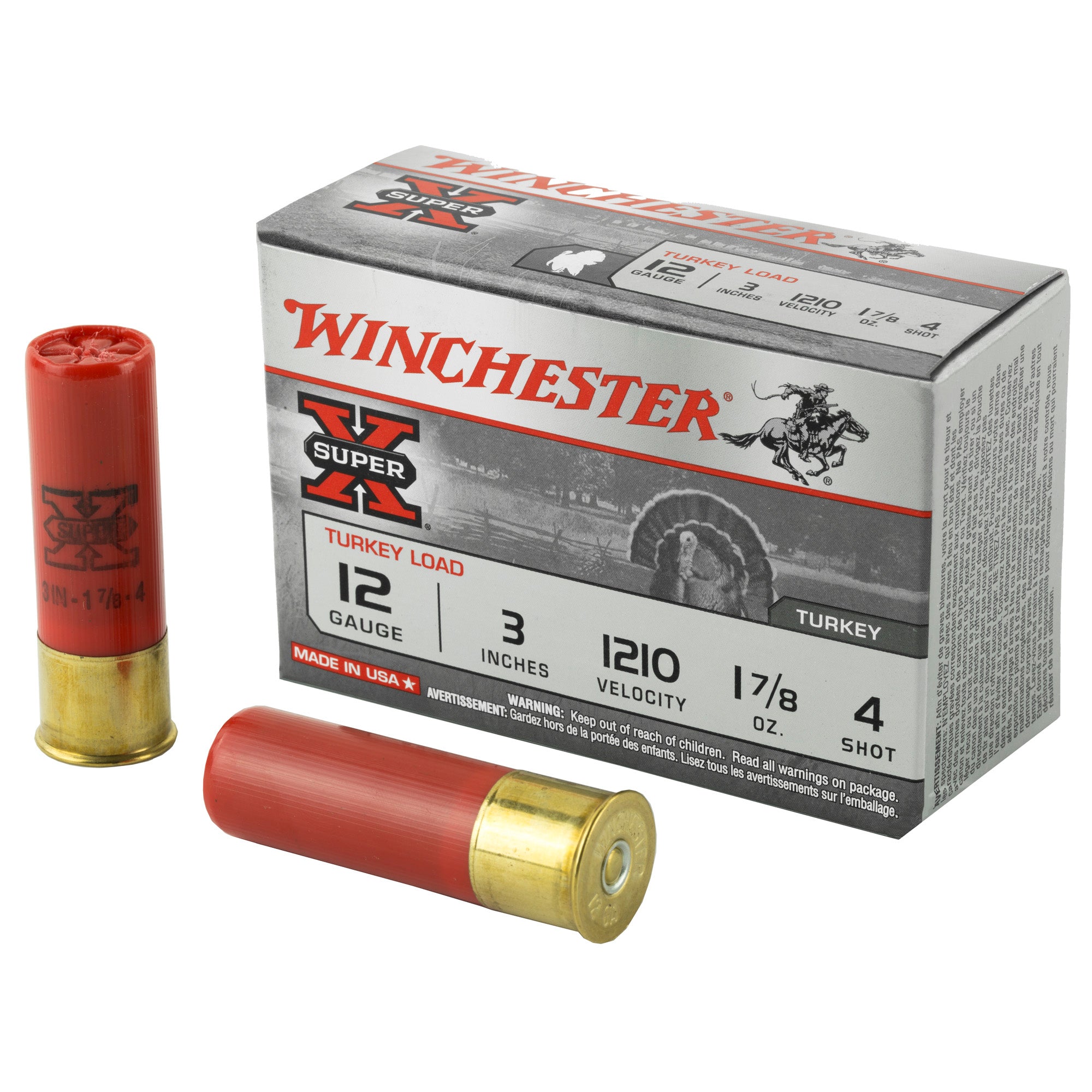 Winchester X123MT4 Super X Magnum 12 Gauge 3 1-7/8oz #4 1210 fps