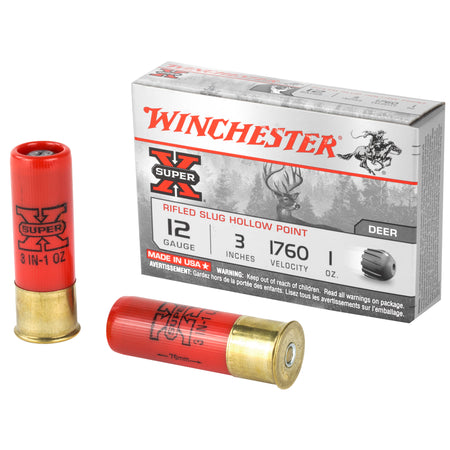 Winchester X123RS15 Super X Rifled Slug Hollow Point 12 Gauge 3 1oz #Rifled Slug 1760 fps