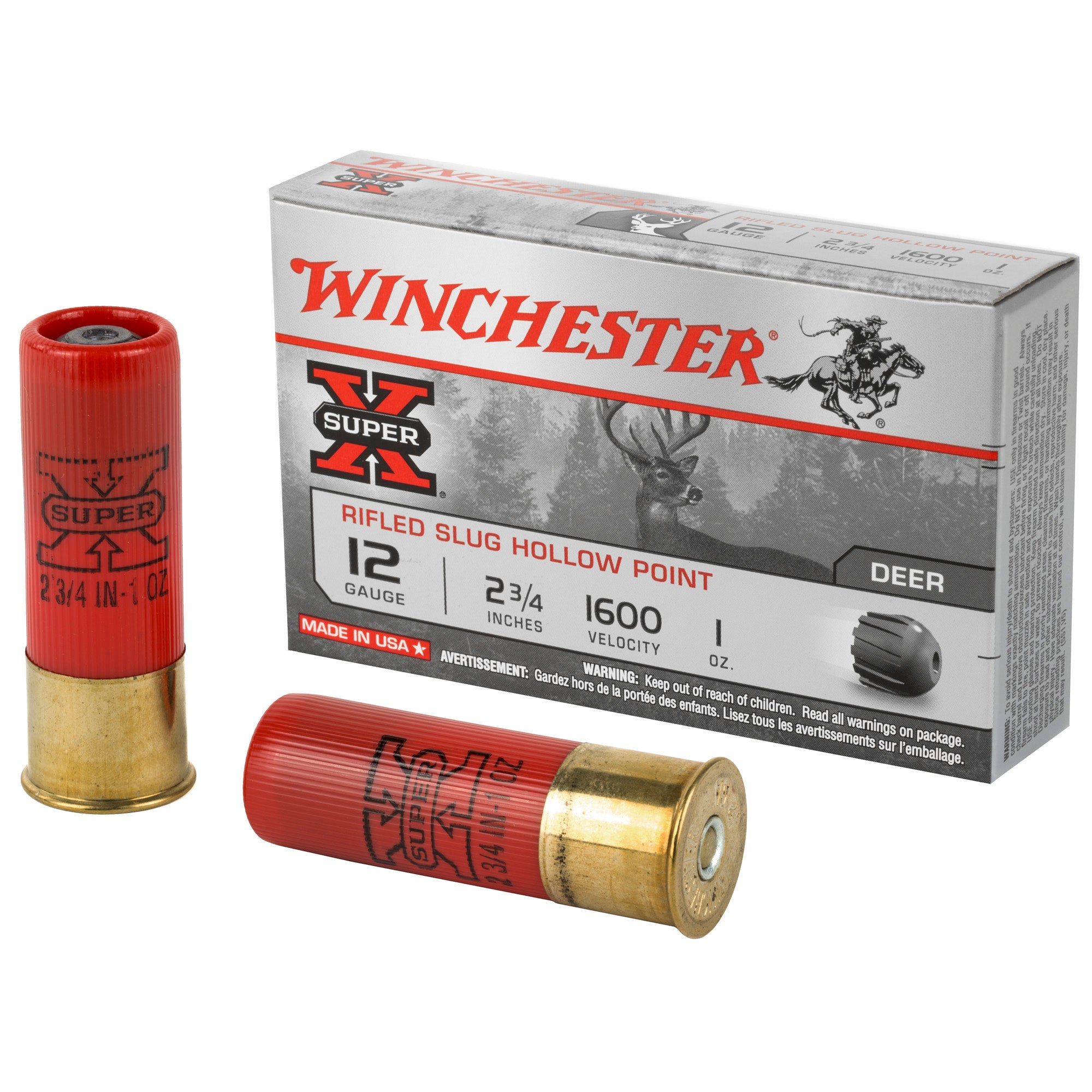 Winchester X12RS15 Super X Slugs 12 Gauge 2-3/4 1oz #Rifled Slug 1600 fps
