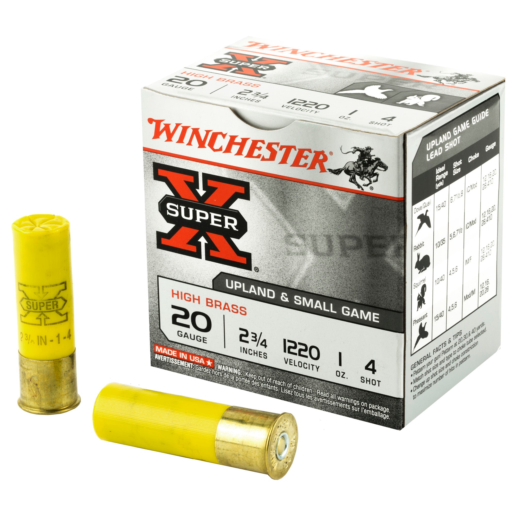 Winchester X204 Super X Heavy Game Load 20 Gauge 2-3/4 1oz #4 1220 fps