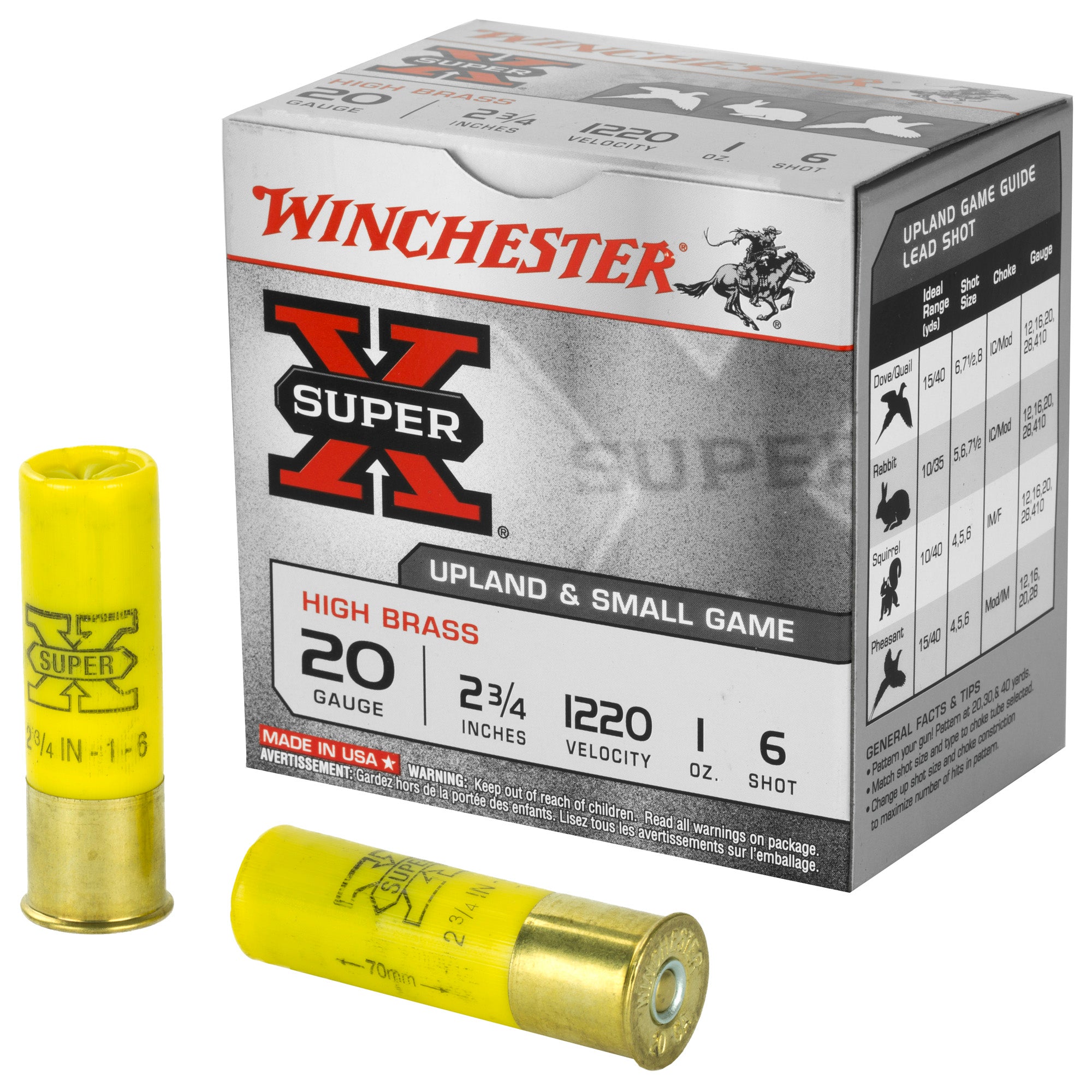 Winchester X206 Super X Heavy Game Load 20 Gauge 2-3/4 1oz #6 1220 fps