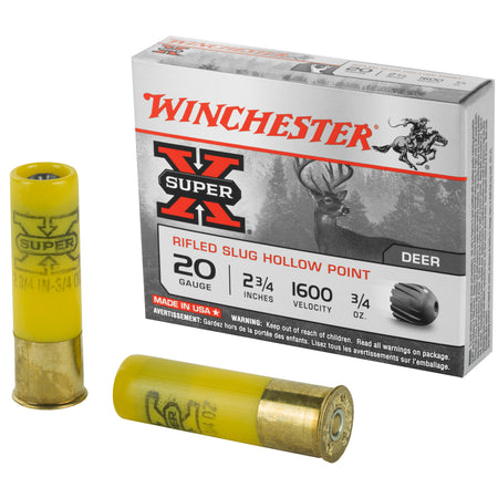 Winchester X20RSM5 Super X Slugs 20 Gauge 2-3/4 3/4oz #Rifled Slug 1600 fps
