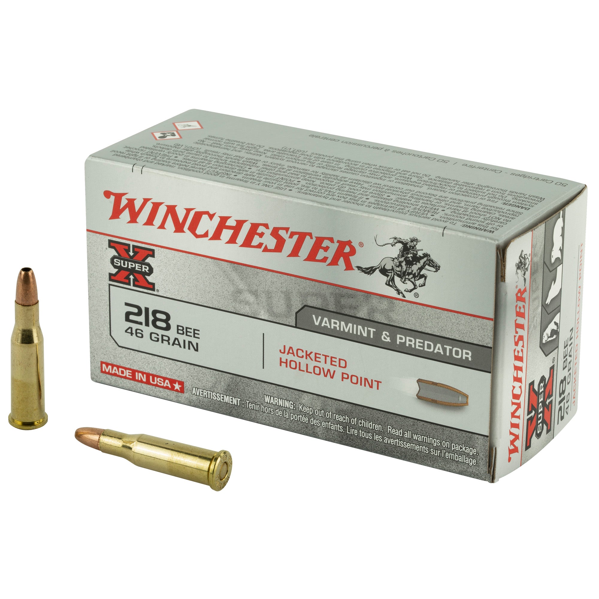 Winchester Super X .218 Bee 46 grain Jacketed Hollow Point ammunition