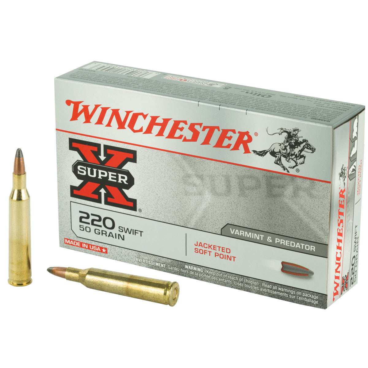 Winchester Super-X .220 Swift 50 grain Jacketed Soft Point ammunition