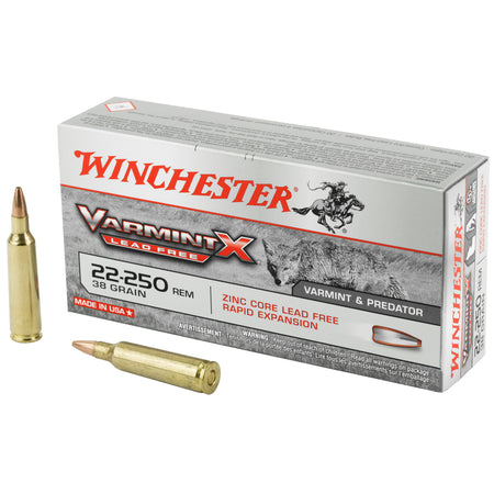 Winchester Varmint X Lead Free .22-250 Remington 38 grain Lead Free Polymer Tip Rapid Expansion ammunition
