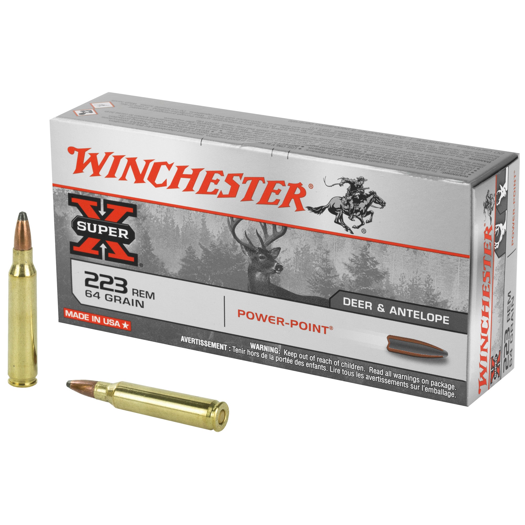 Winchester Super-X .223 Remington 64 grain Power-Point ammunition