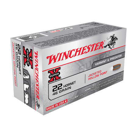 Winchester Super-X .22 Hornet 46 grain Jacketed Hollow Point ammunition