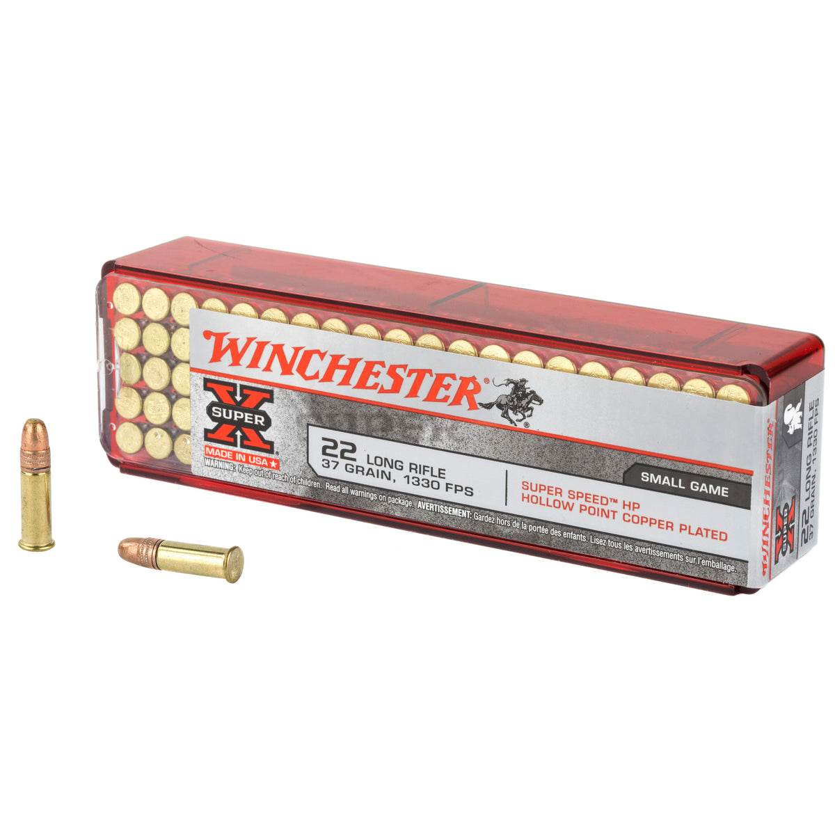 Winchester Super X Super Speed .22 Long Rifle 37 grain Copper Plated Hollow Point ammunition
