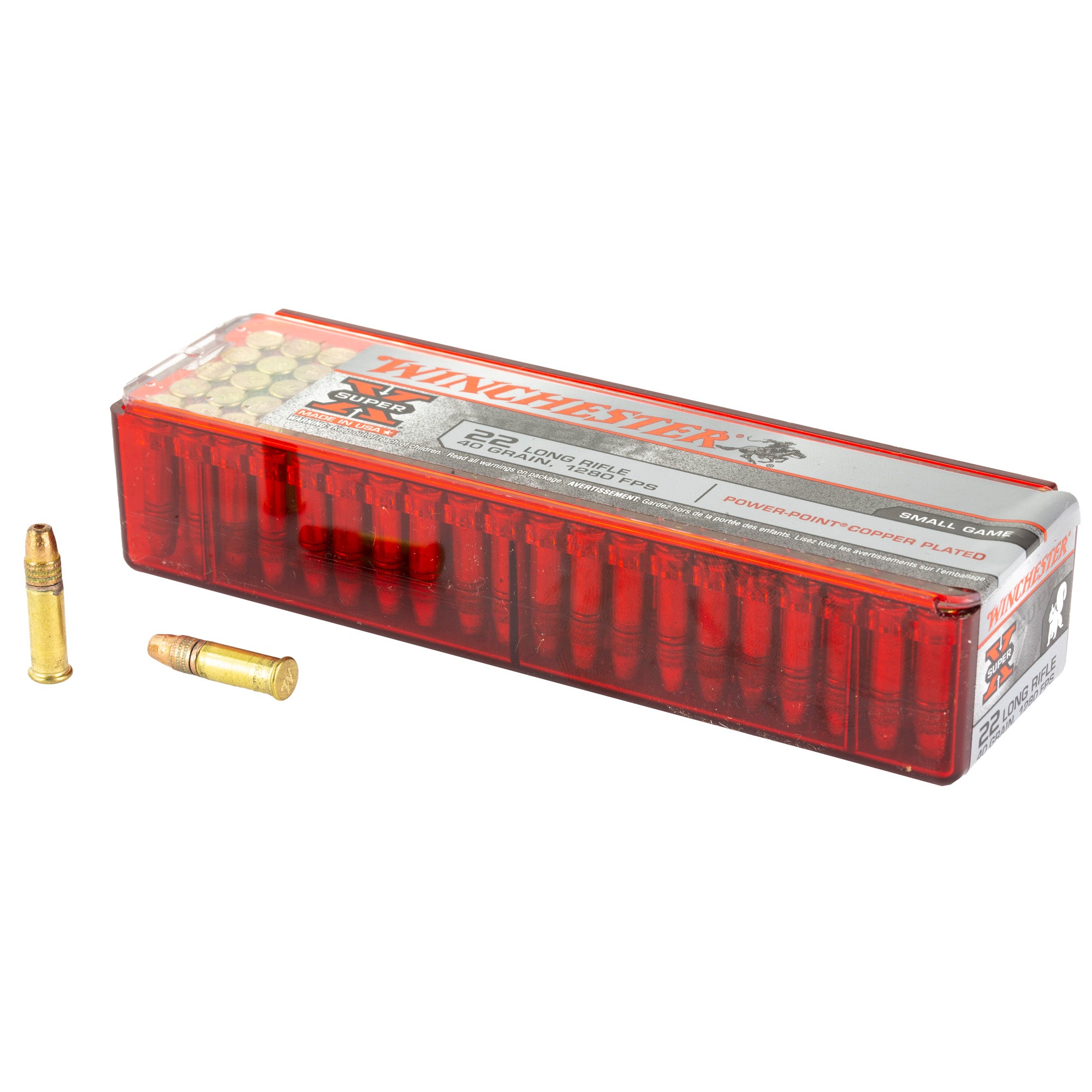 Winchester Super X Power-Point Copper Plated 40 Grain .22 Long Rifle 1280 fps
