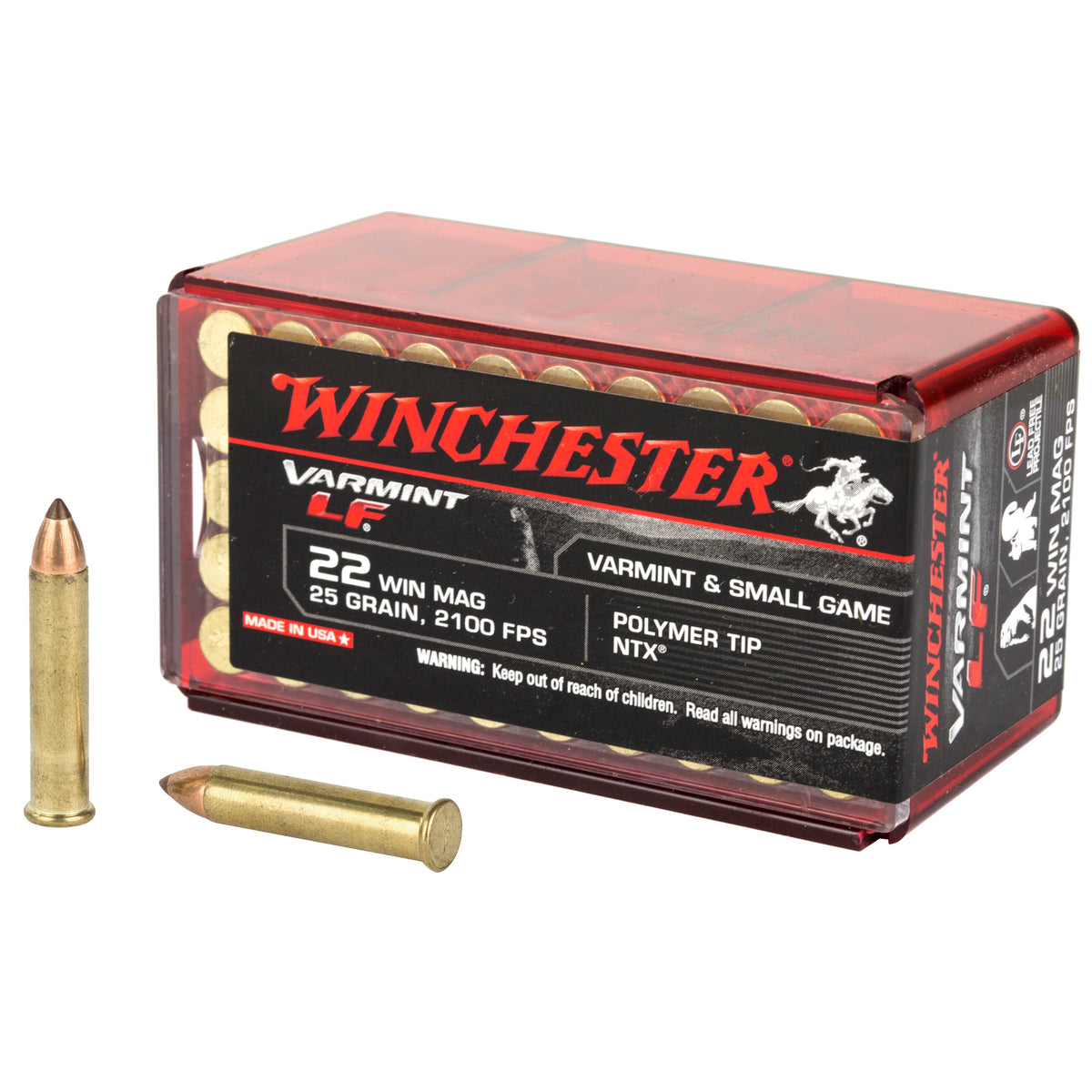 Winchester Varmint LF Rimfire Ammo 22 Mag 25 gr. Jacketed Hollow Point (JHP) 