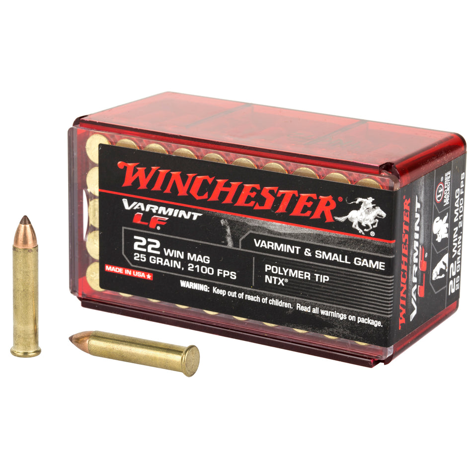 Winchester Varmint LF Rimfire Ammo 22 Mag 25 gr. Jacketed Hollow Point (JHP) 