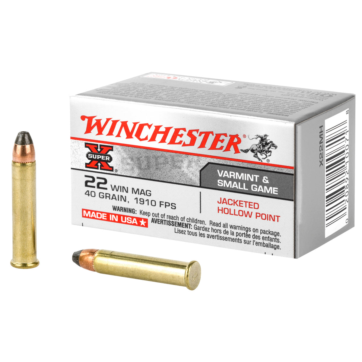Winchester Super-X Rimfire Ammo 22 Mag 40 gr. Jacketed Hollow Point (JHP)