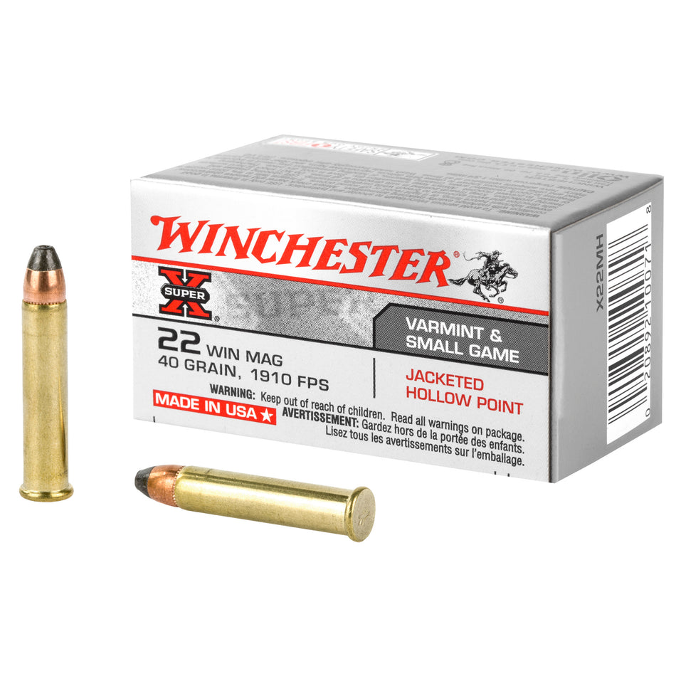 Winchester Super-X Rimfire Ammo 22 Mag 40 gr. Jacketed Hollow Point (JHP)