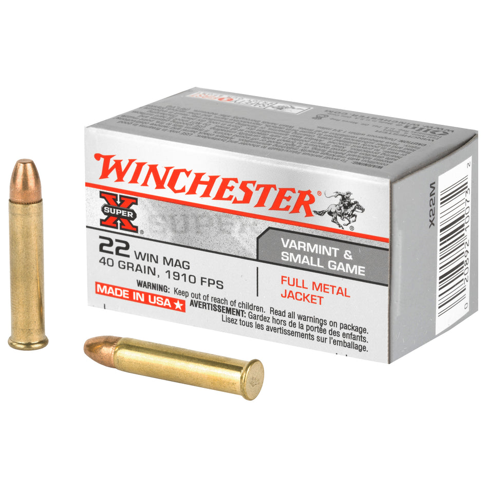 Winchester Super-X Rimfire Ammo 22 WMR 40 gr. Full Metal Jacket (FMJ)