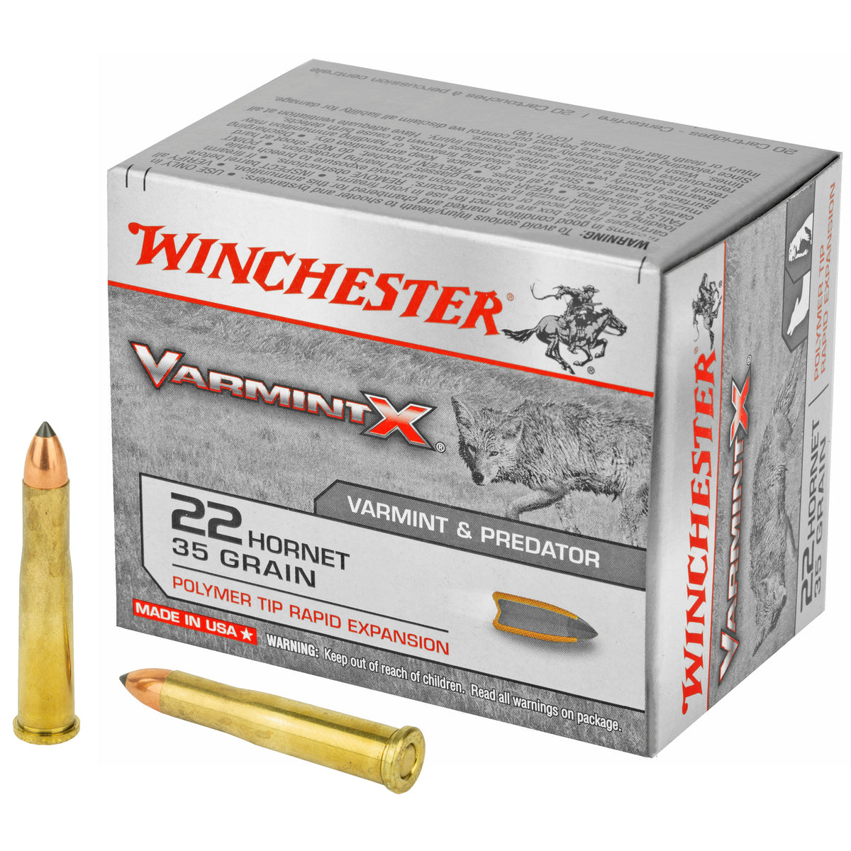 Winchester Varmint X .22 Hornet 35 grain Polymer Tip Rapid Expansion ammunition