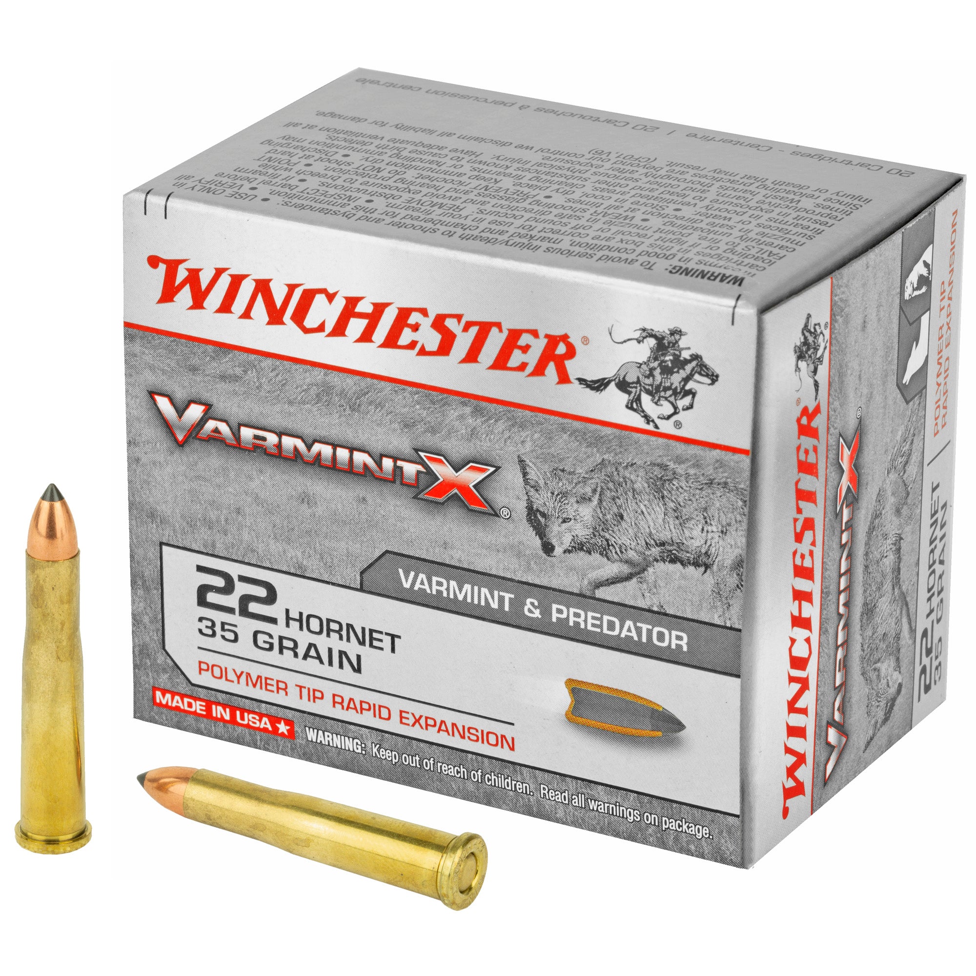 Winchester Varmint X .22 Hornet 35 grain Polymer Tip Rapid Expansion ammunition