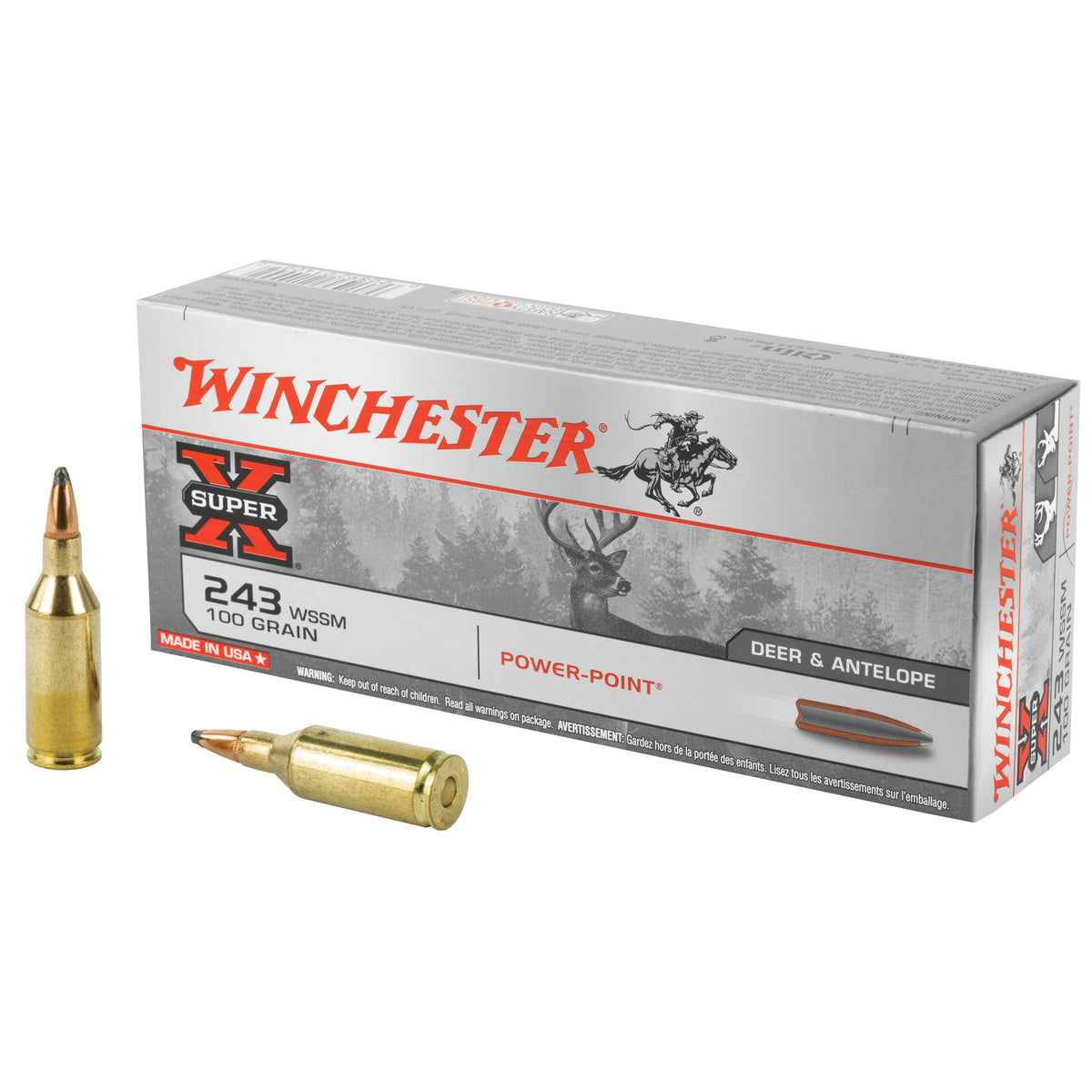 Winchester Super-X .243 WSSM 100 grain Power-Point ammunition