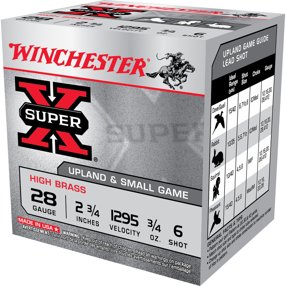 Winchester WNX286 Super X Heavy Game Load 28 Gauge 2-3/4 3/4oz #6 1295 fps