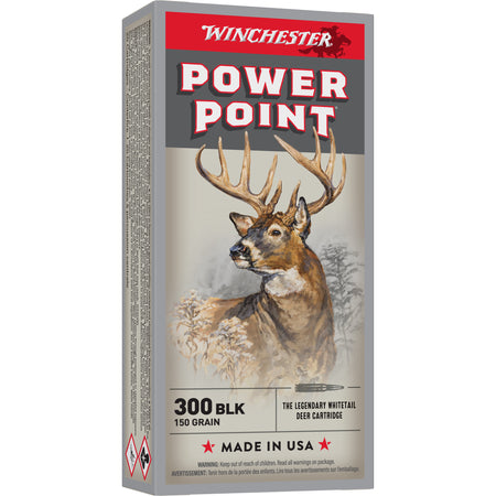 Winchester Power Point .300 AAC Blackout 150 grain Jacketed Soft Point ammunition