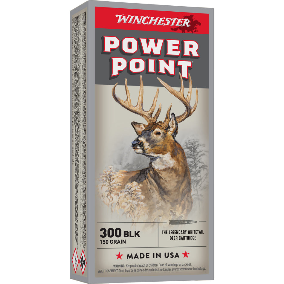 Winchester Power Point .300 AAC Blackout 150 grain Jacketed Soft Point ammunition