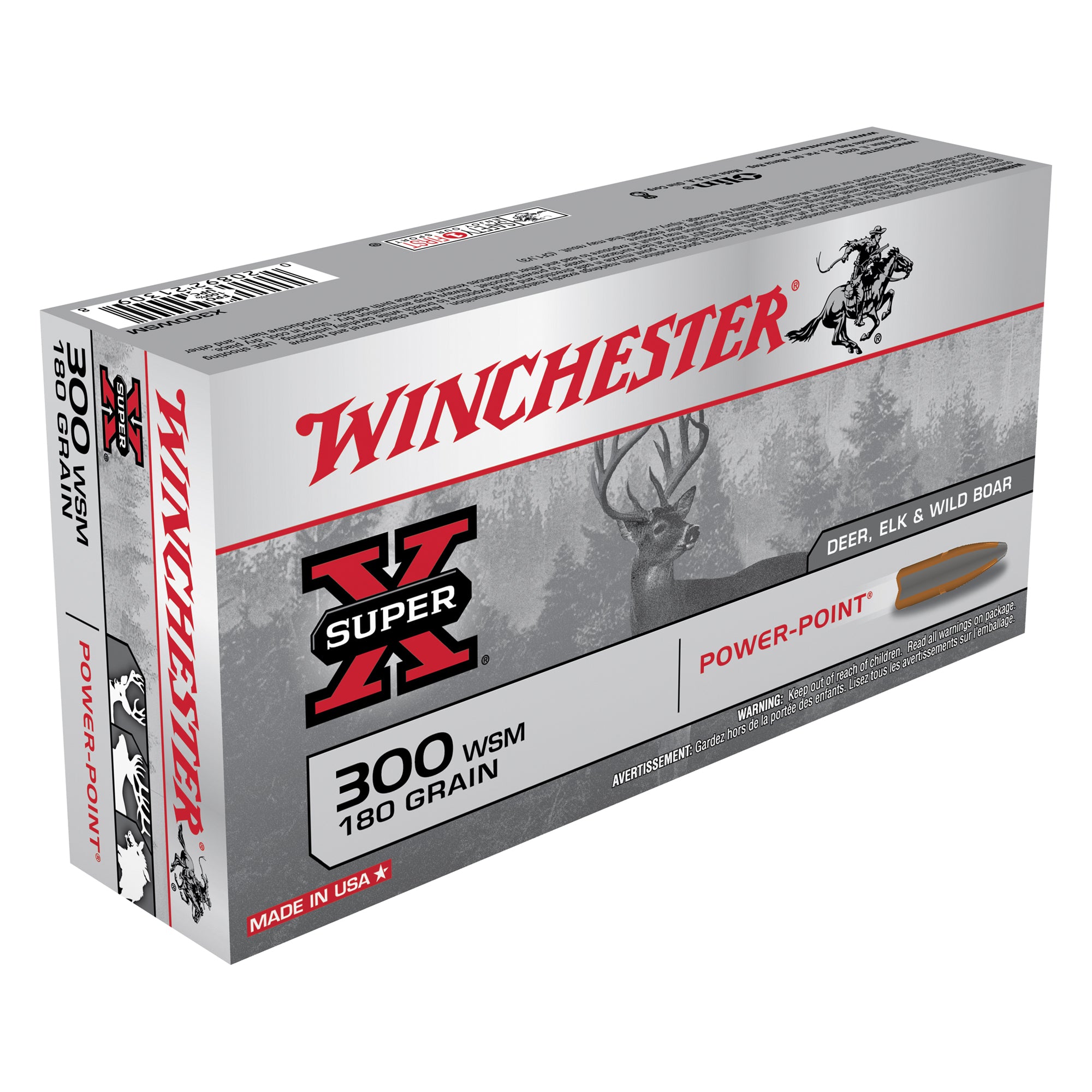 Winchester Super-X Power-Point .300 WSM 180 grain Pointed Soft Point ammunition