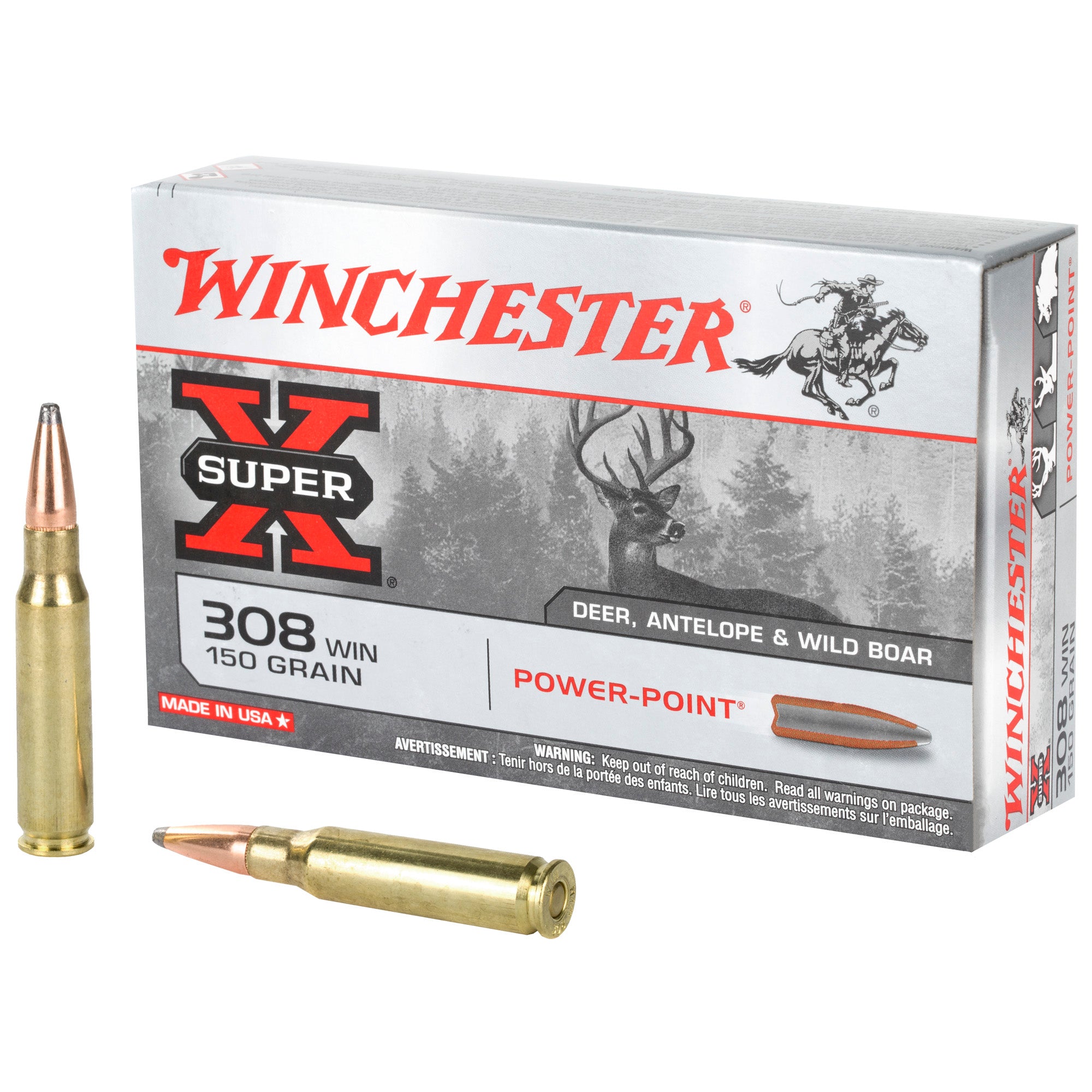 Winchester Super-X Power-Point Pointed Soft Point 150 Grain .308 Win / 7.62x51mm 2820 fps