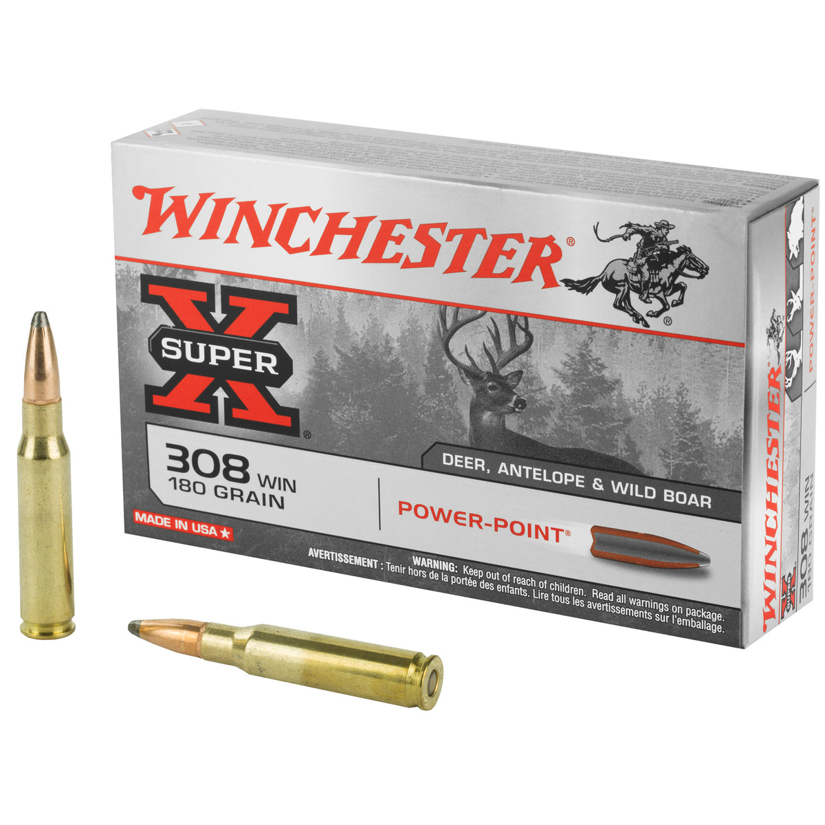 Winchester Super-X Power-Point Pointed Soft Point 180 Grain .308 Win / 7.62x51mm 2620 fps