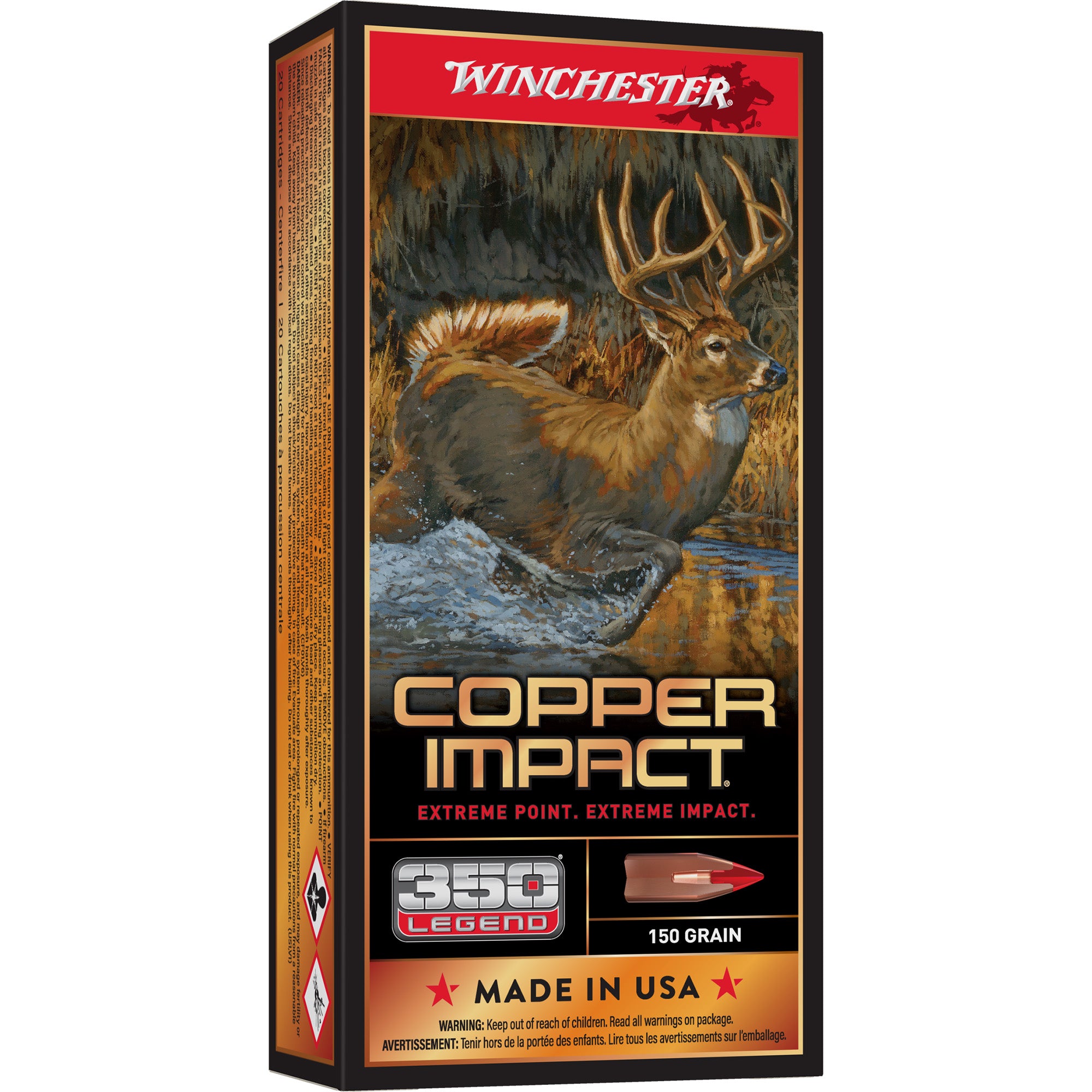 Winchester Deer Season XP Copper Impact Copper Extreme Point Lead-Free 150 Grain .350 Legend 2260 fps