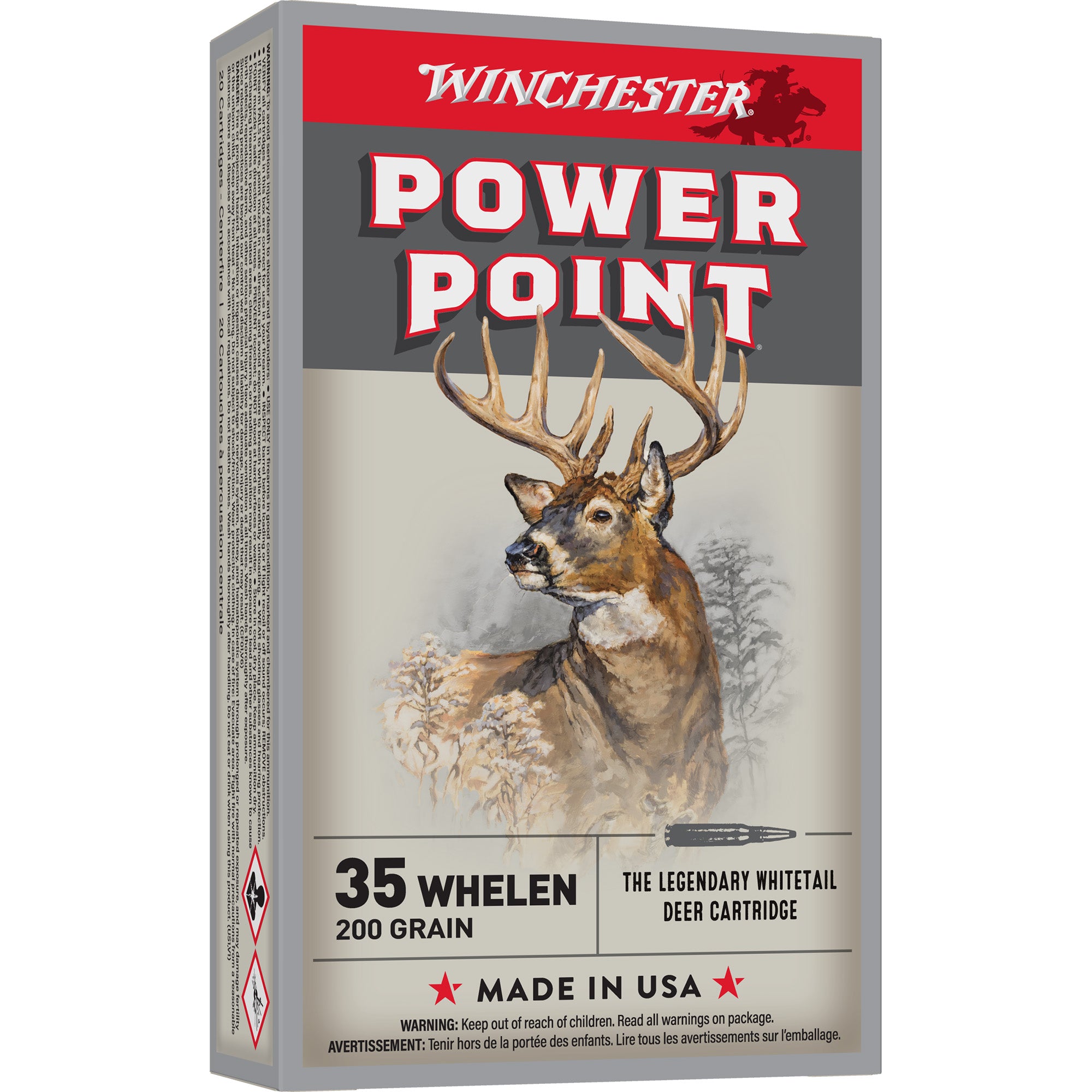 Winchester Power-Point .35 Whelen 200 grain Jacketed Soft Point ammunition