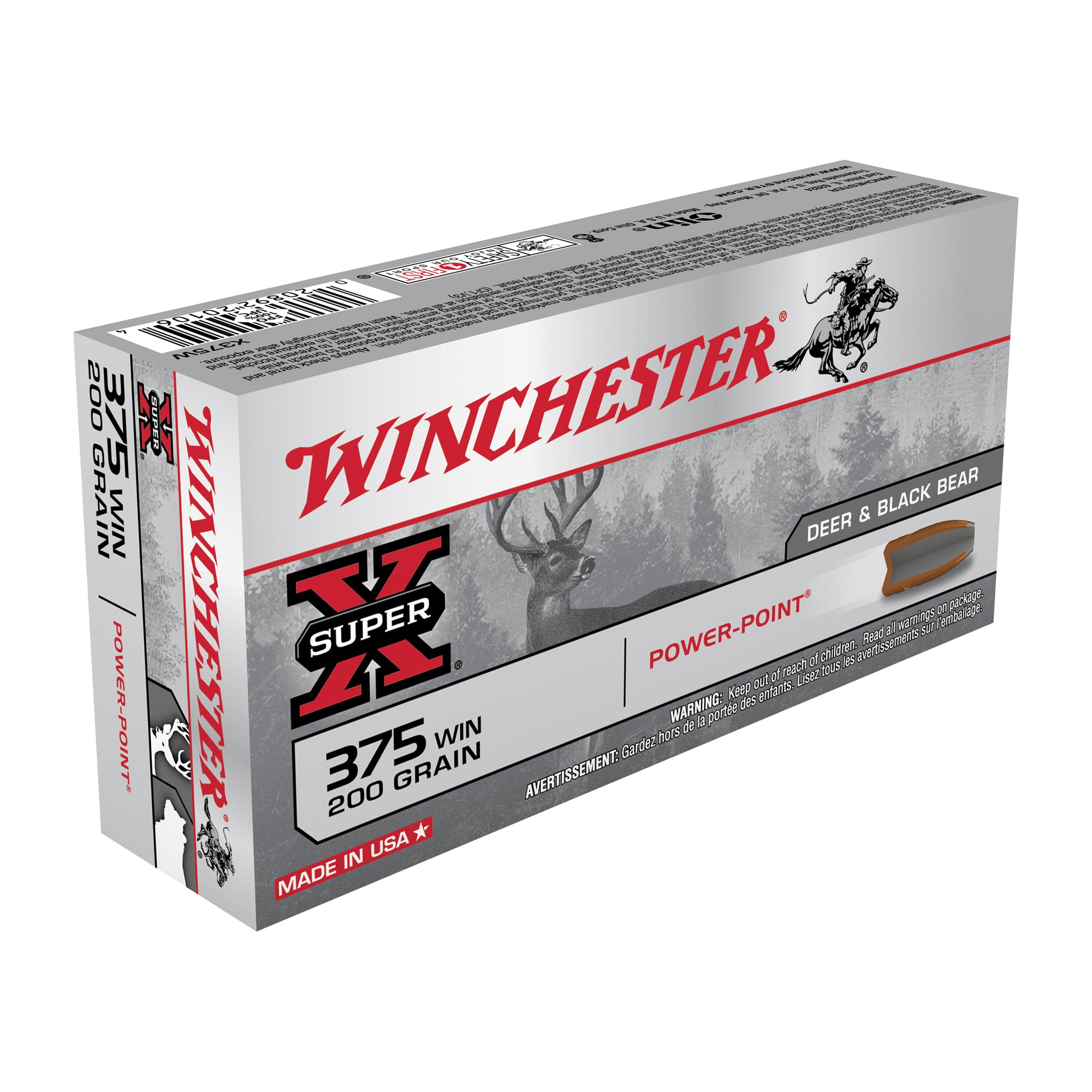 Winchester Super-X .375 Winchester 200 grain Power-Point ammunition