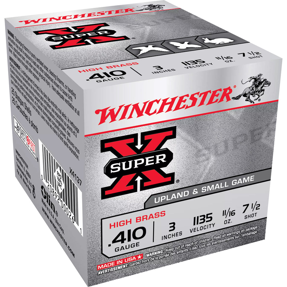 Winchester Super-X Upland HIGH BRASS Heavy Game Load Shotgun Ammo .410 Bore 3 in 11/16 oz #7.5