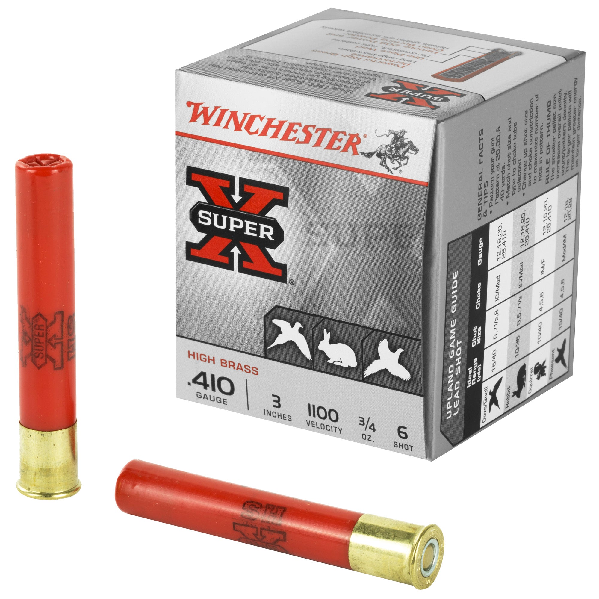 Winchester Super-X HIGH BRASS Heavy Game Load Shotgun Ammo .410 Bore 3 in 3/4 oz #6