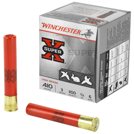 Winchester Super-X HIGH BRASS Heavy Game Load Shotgun Ammo .410 Bore 3 in 3/4 oz #6