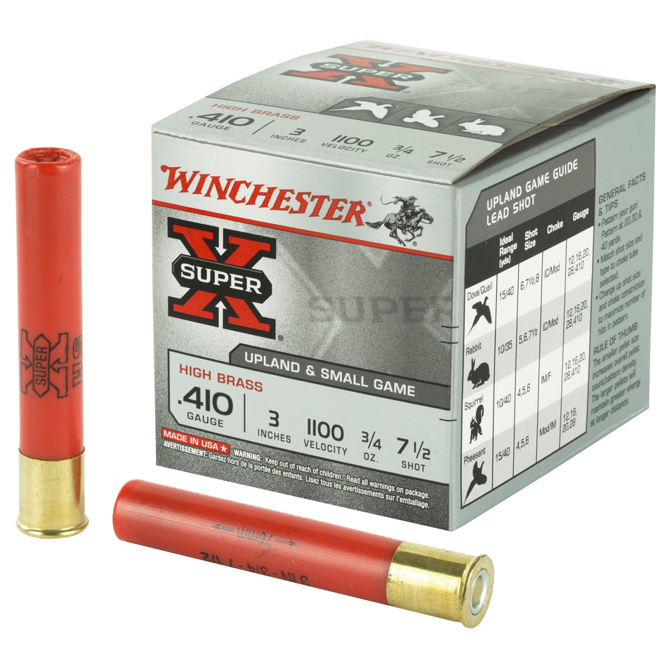 Winchester Super-X HIGH BRASS Heavy Game Load Shotgun Ammo .410 Bore 3 in 3/4 oz #7.5