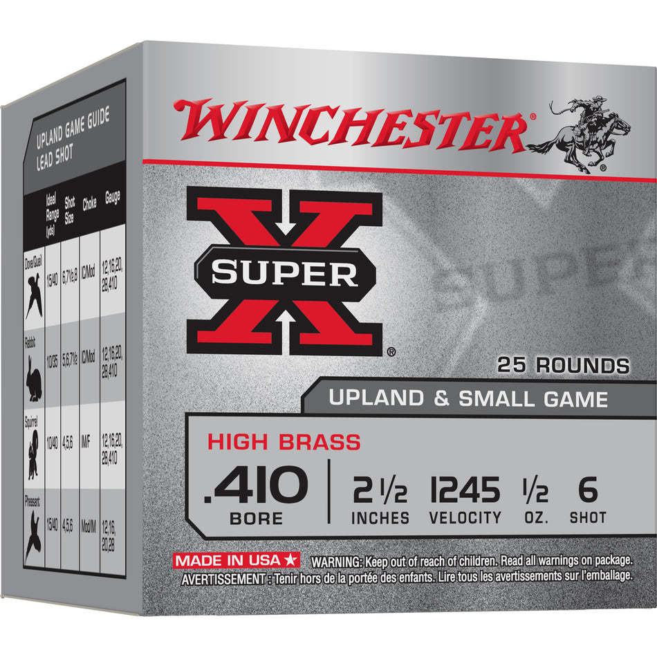 Winchester Super X HIGH BRASS Heavy Game Load Shotgun Ammo .410 Bore 2.5 in 1/2 oz #6